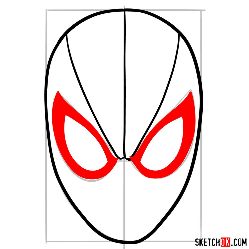 How to draw Spider-Man mask - step 07