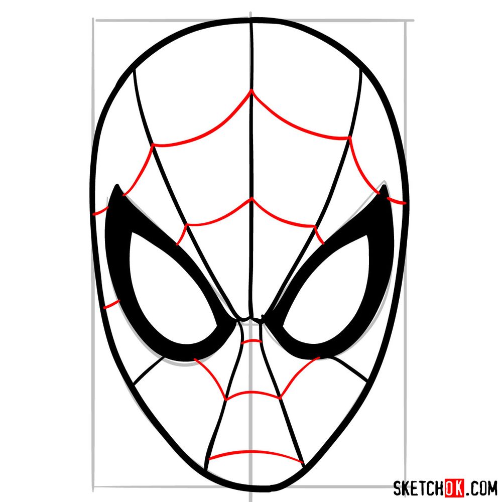 How to draw Spider-Man mask - step 09