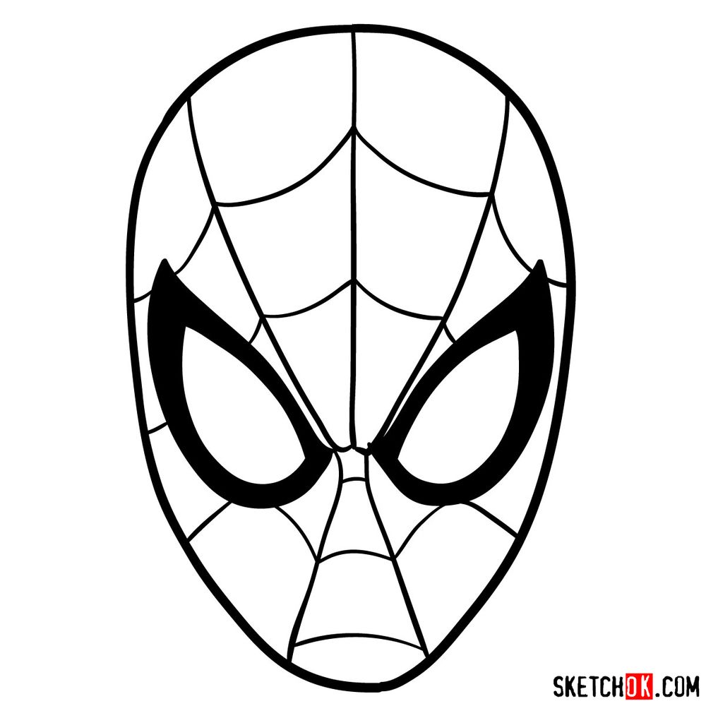 How to draw Spider-Man mask - Sketchok easy drawing guides