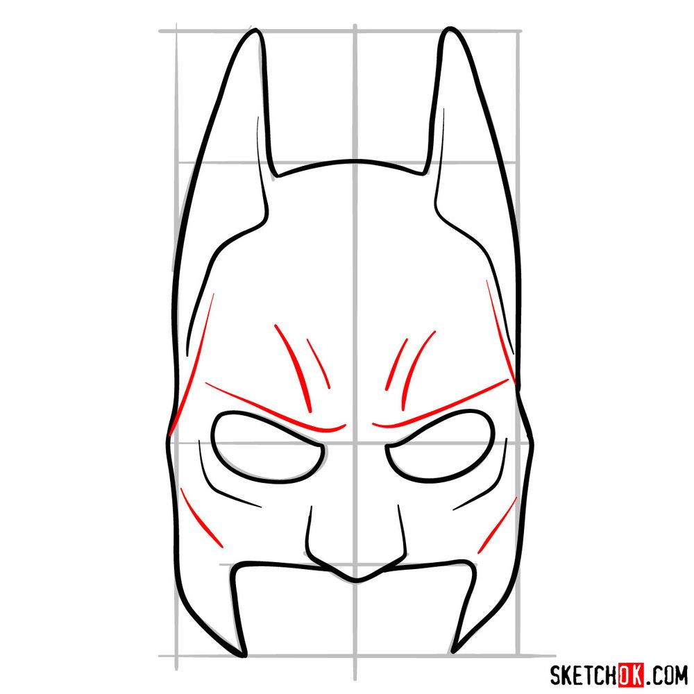 How to draw a Batman mask - step 08