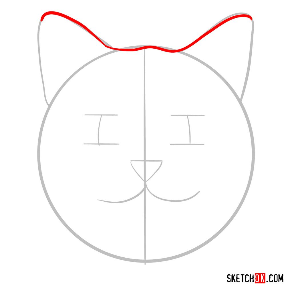 How to draw a silly cat mask - step 03