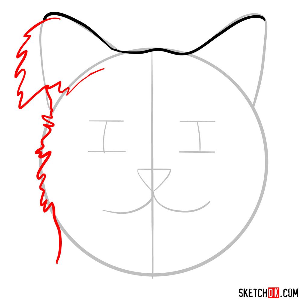 How to draw a silly cat mask - step 04
