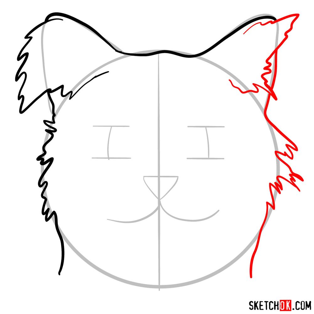 How to draw a silly cat mask - step 05