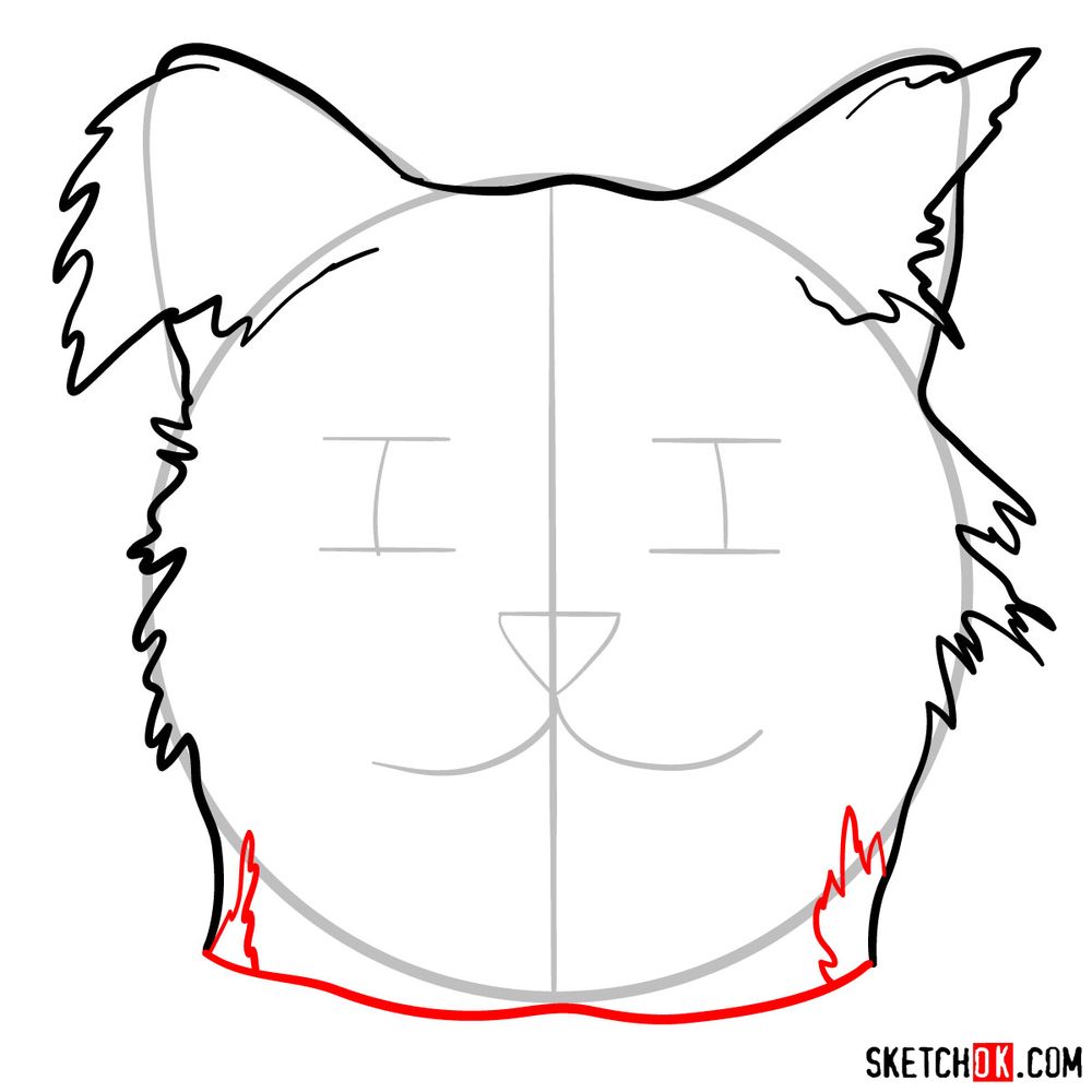 How to draw a silly cat mask - step 06