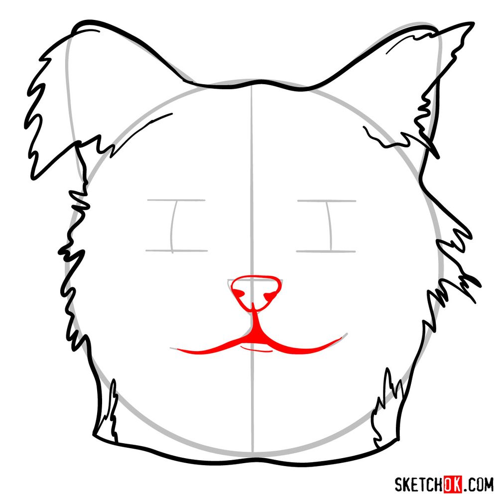 How to draw a silly cat mask - step 07