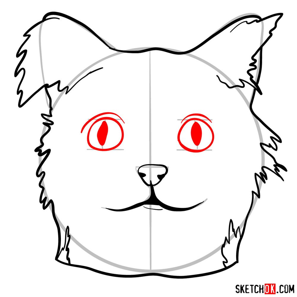 How to draw a silly cat mask - step 08
