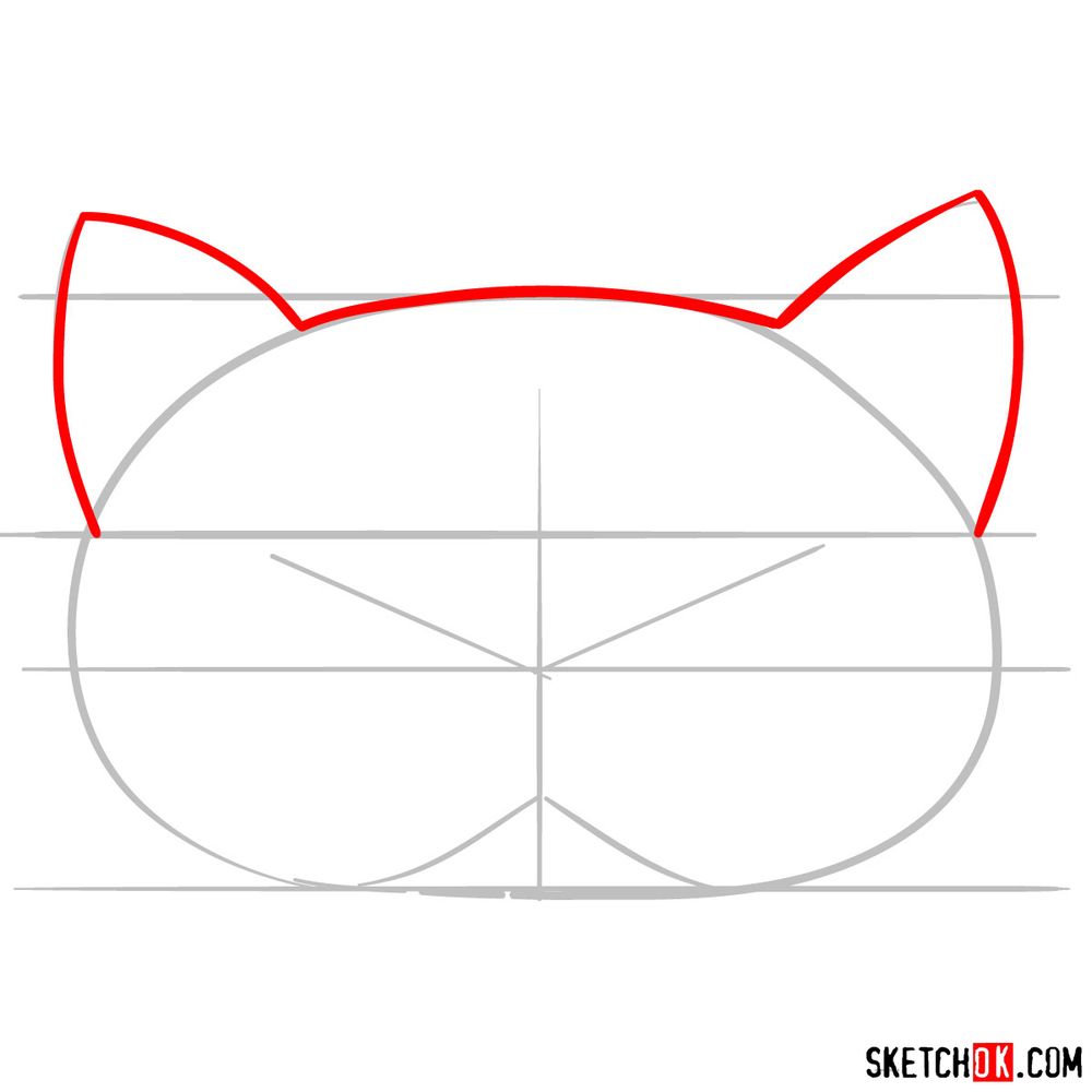 How to draw a kitten mask - step 03