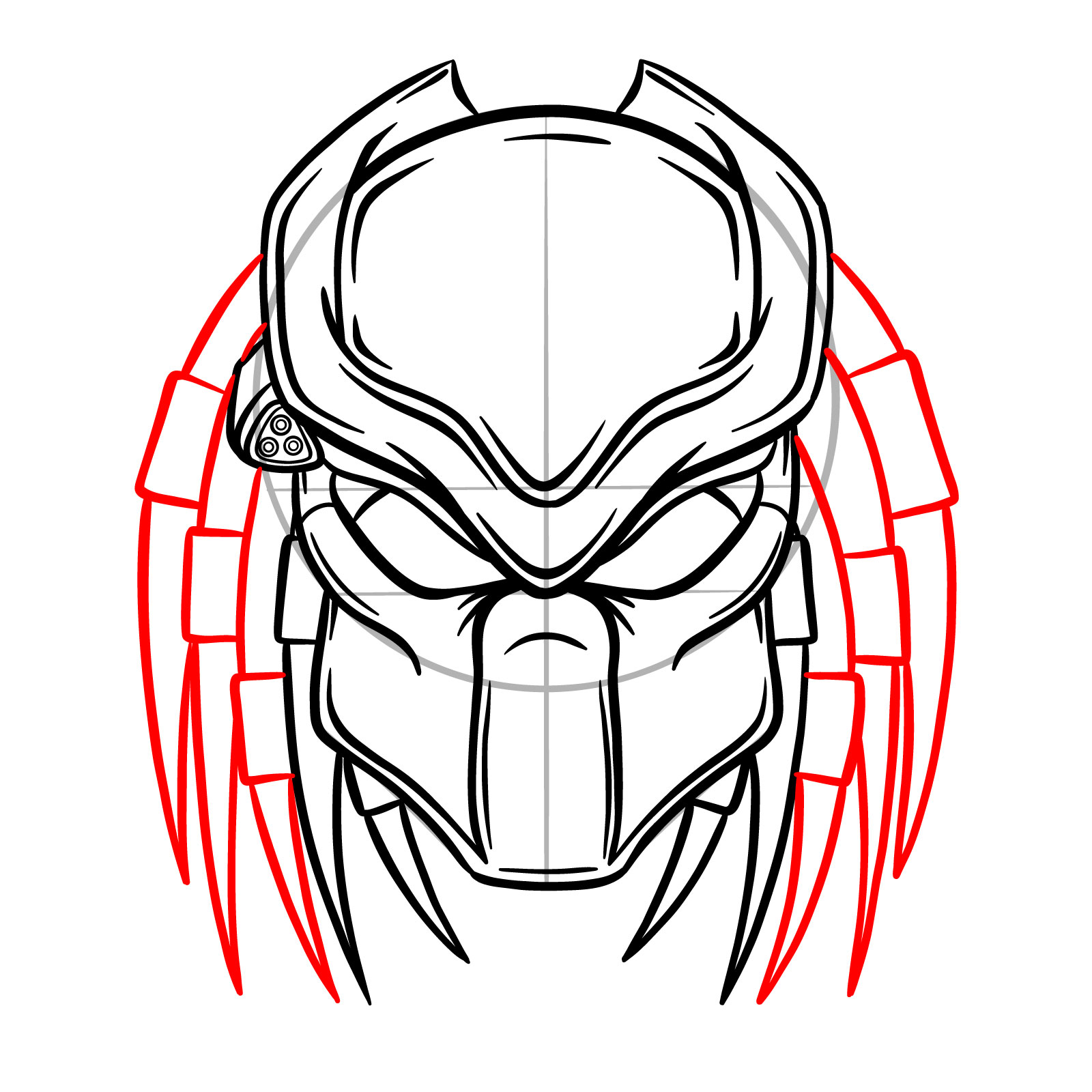 How to draw a Predator Mask - step 12