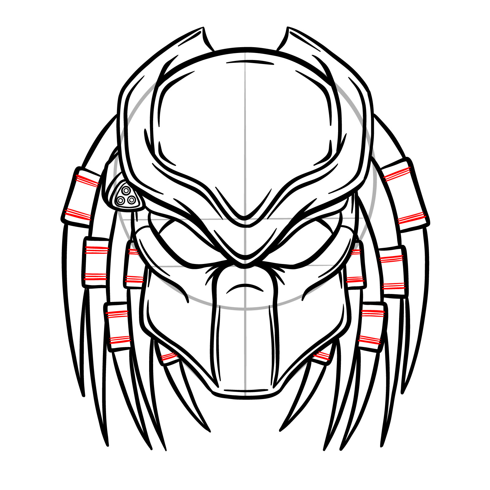 How to draw a Predator Mask - step 13