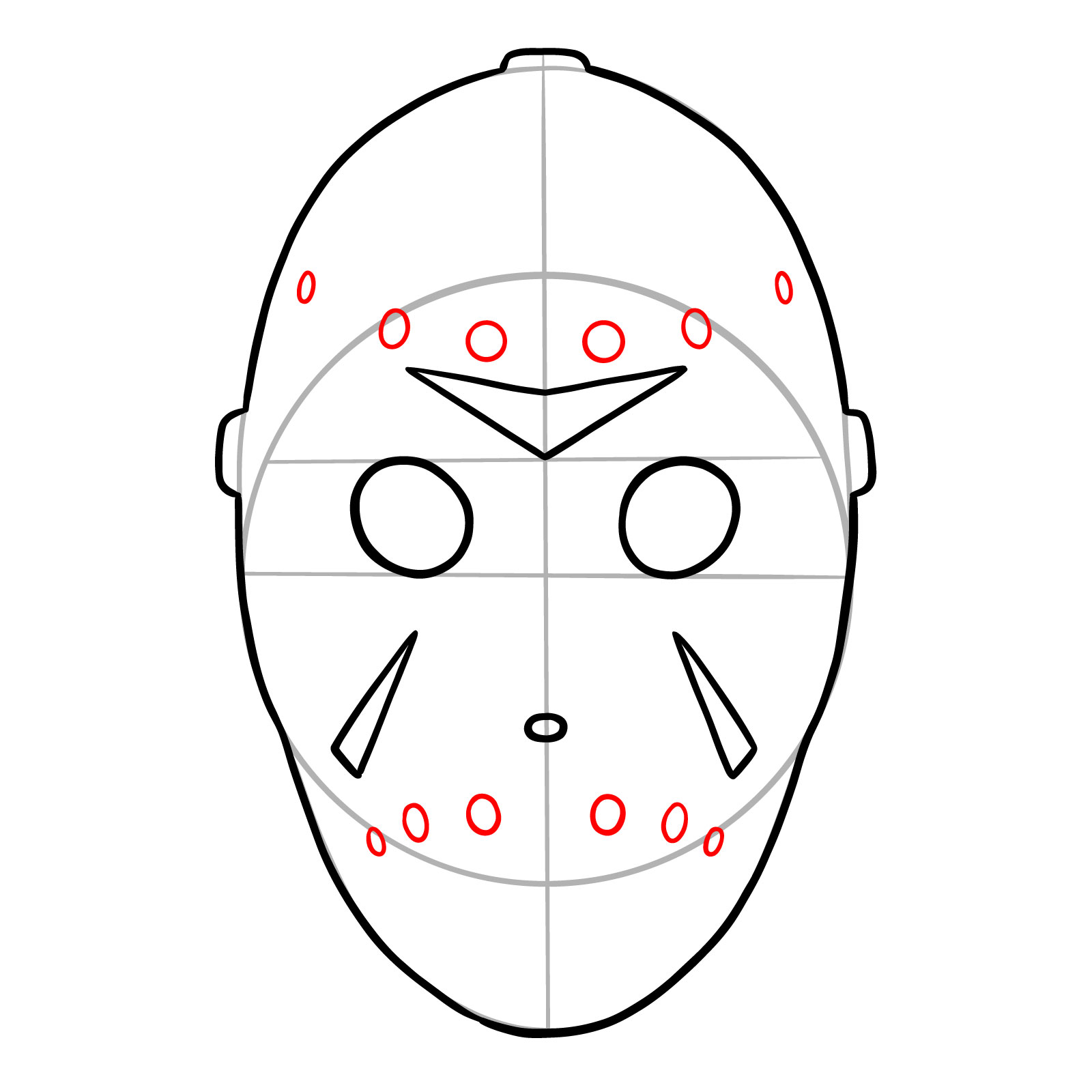 How to Draw a Vintage Hockey Goalie Mask - step 07