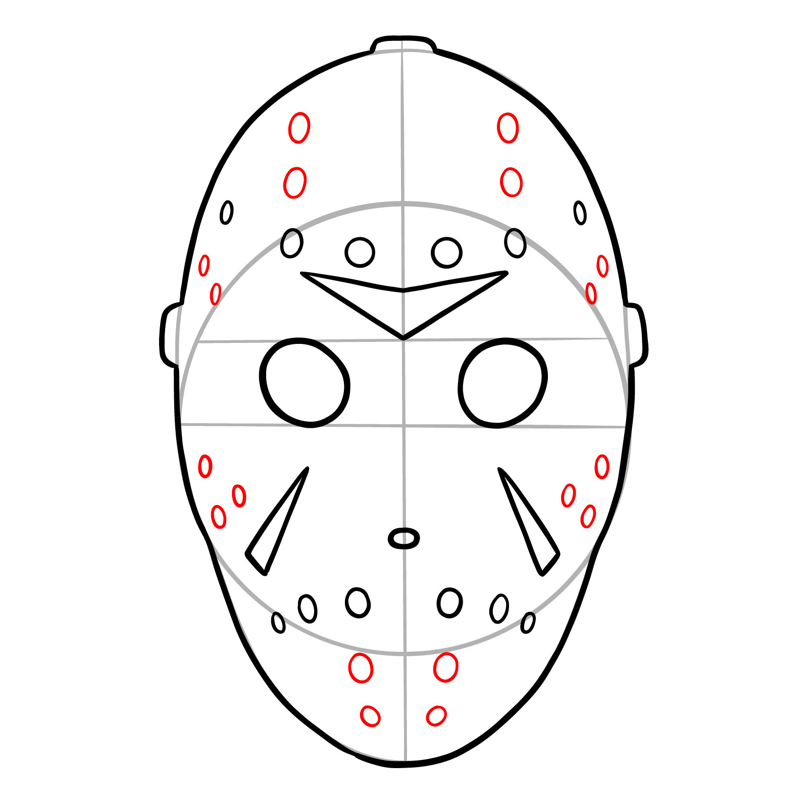 How to Draw a Vintage Hockey Goalie Mask - step 08