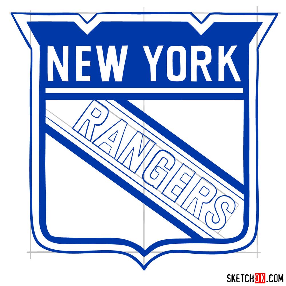 How to draw The New York Rangers logo - Sketchok easy drawing guides