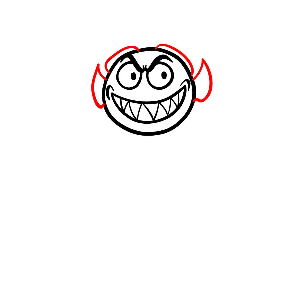 How to draw a Cartoon Devil - step 06