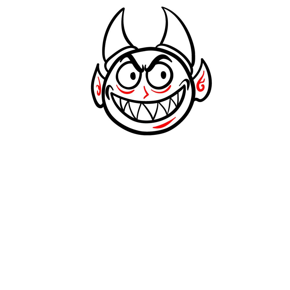 How to draw a Cartoon Devil - step 08