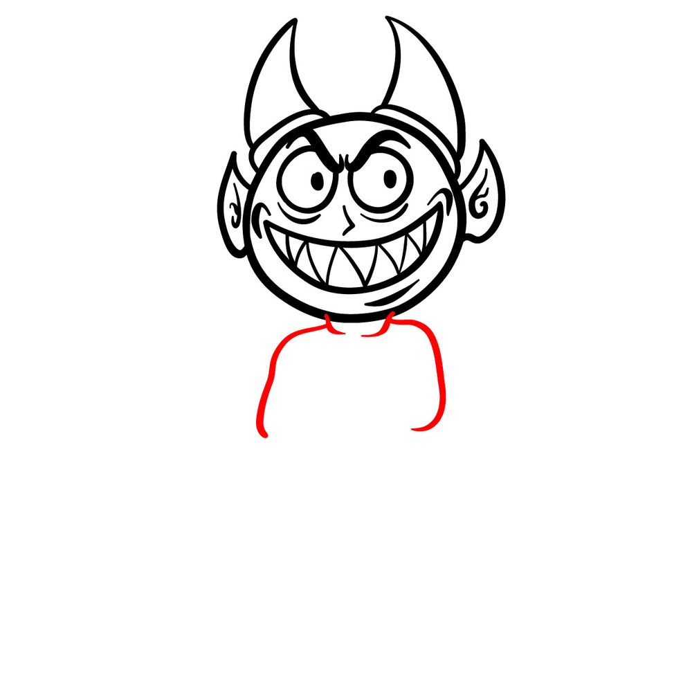 How to draw a Cartoon Devil - step 09