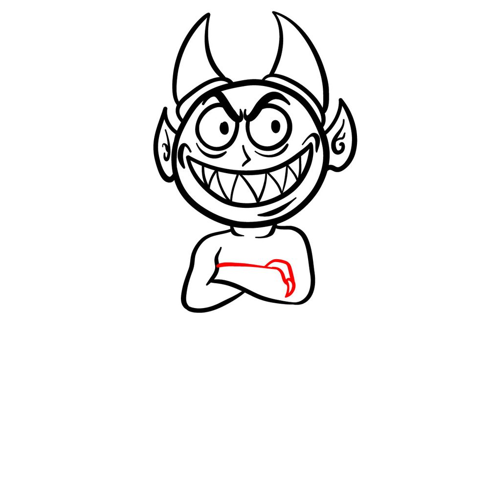 How to draw a Cartoon Devil - step 11
