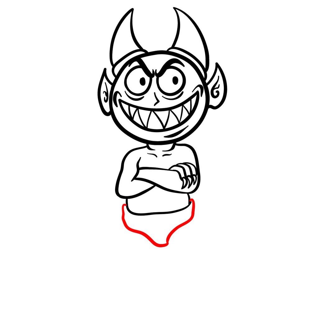 How to draw a Cartoon Devil - step 14
