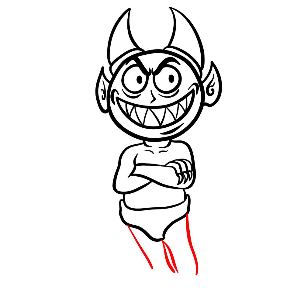 How to draw a Cartoon Devil - step 15
