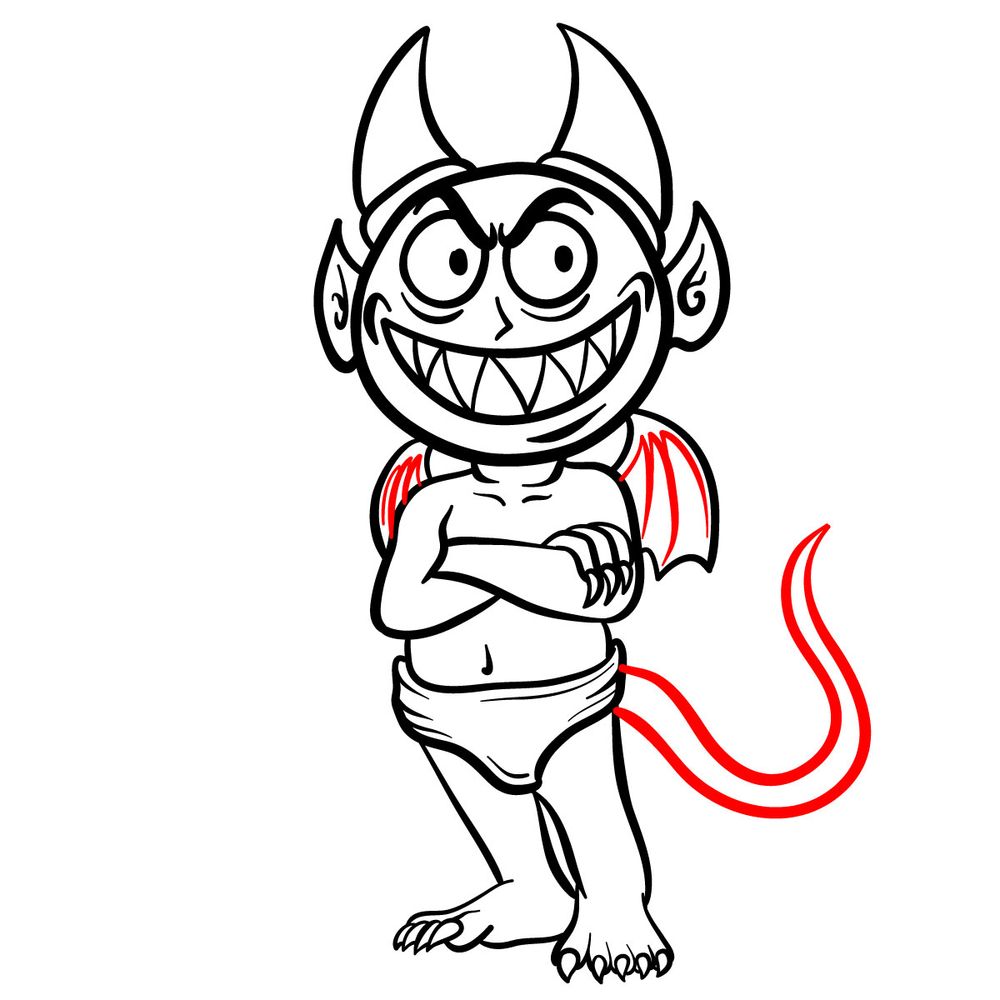 How to draw a Cartoon Devil - step 19