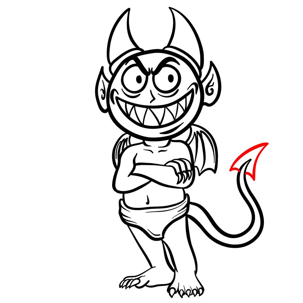 How to draw a Cartoon Devil - Sketchok easy drawing guides