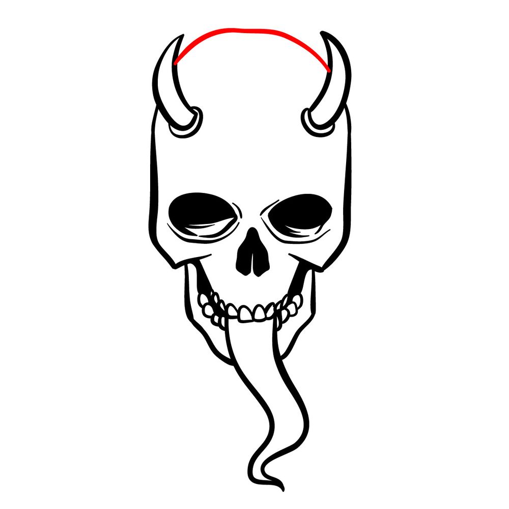 How to draw a Devil's Skull - step 12