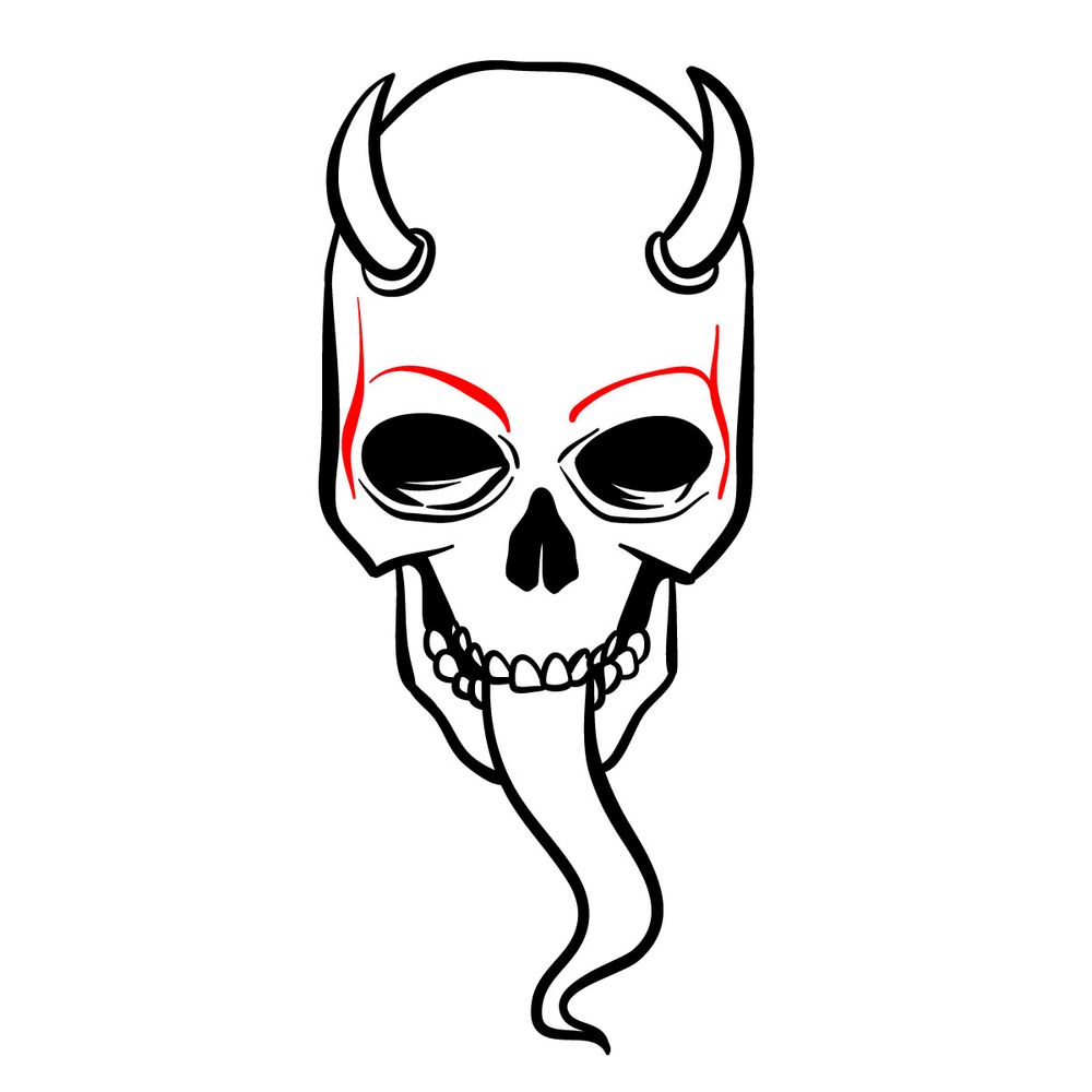 How to draw a Devil's Skull - step 13