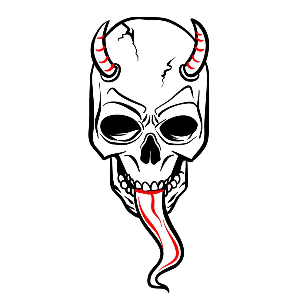 How to draw a Devil's Skull - step 16