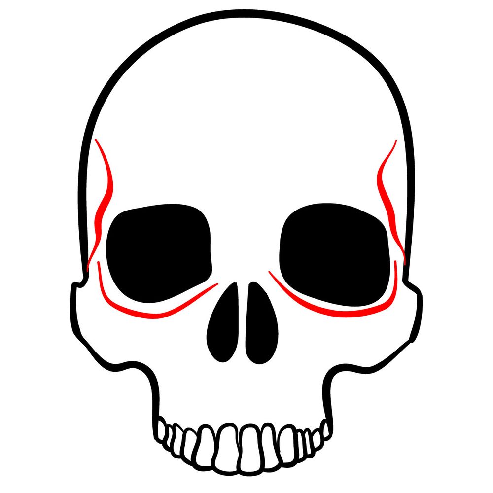 How to draw a Skull - step 07