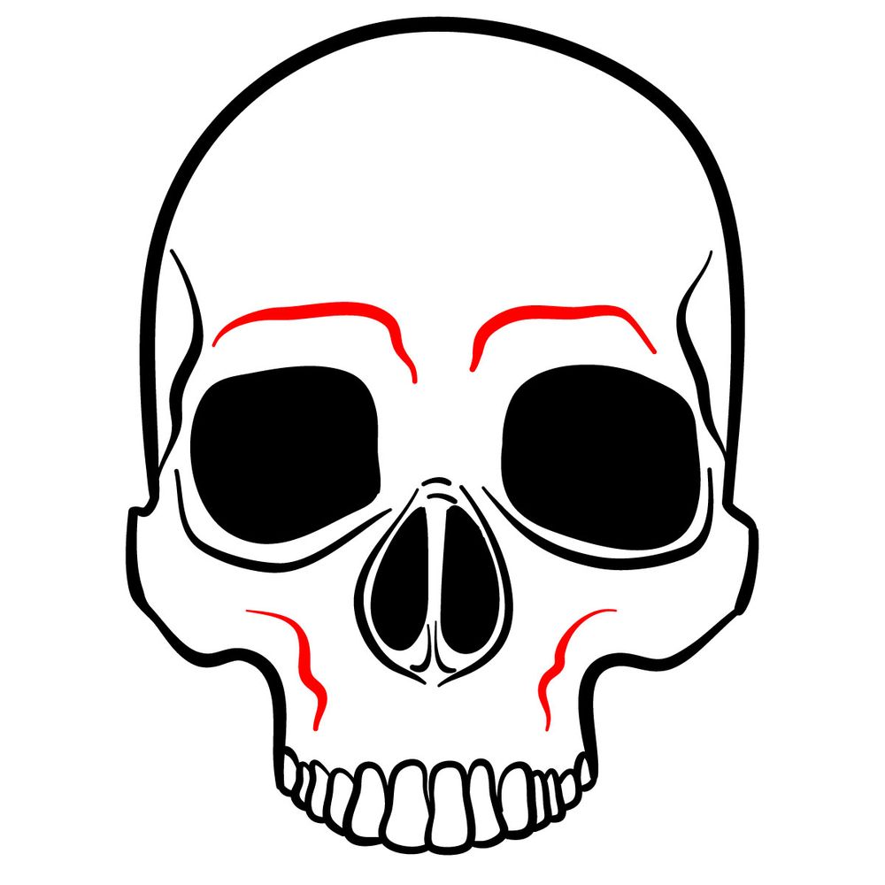 How to draw a Skull - step 09