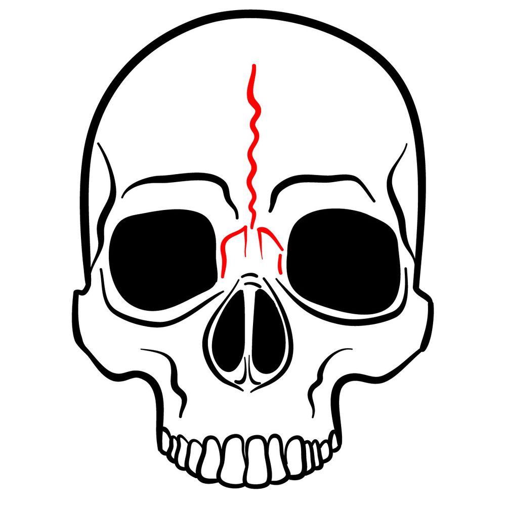 How to draw a Skull - step 10