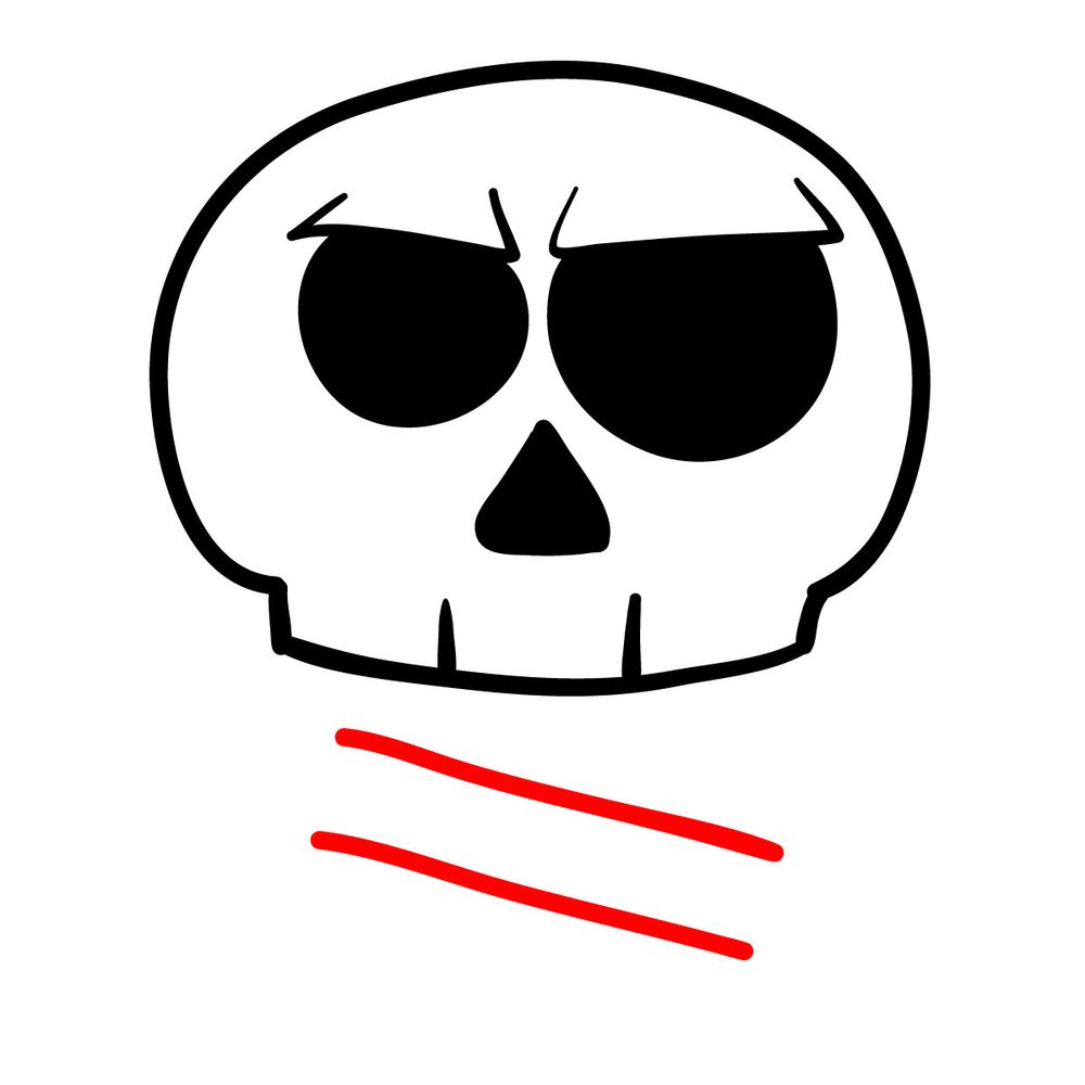 How to draw a Skull with Bones - step 06