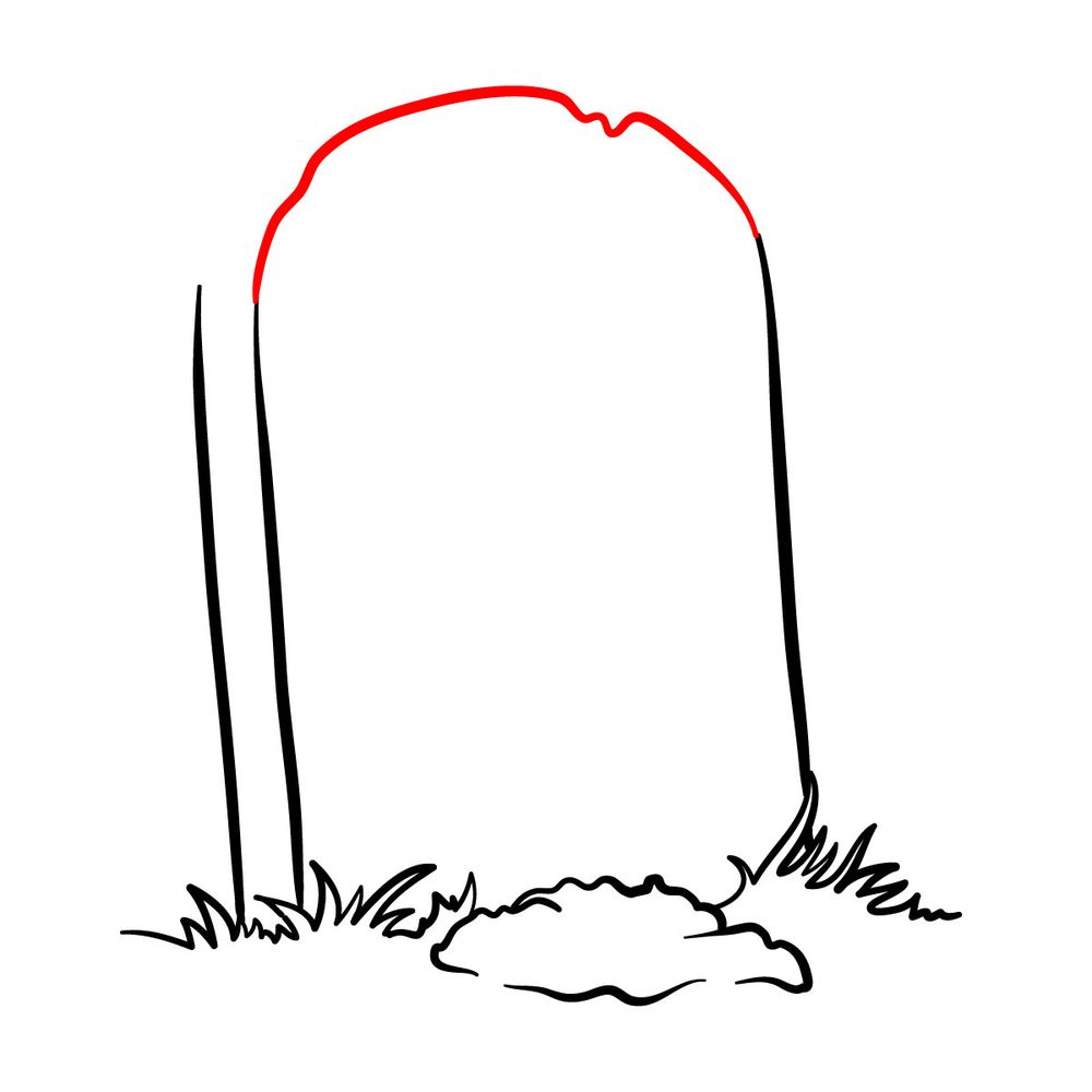 How to draw a Tombstone with a Skeleton Arm - step 06