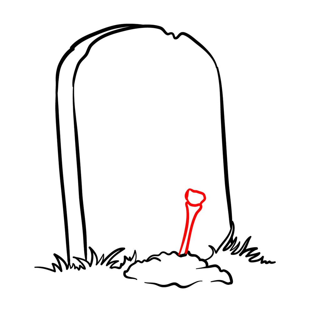 How to draw a Tombstone with a Skeleton Arm - step 08