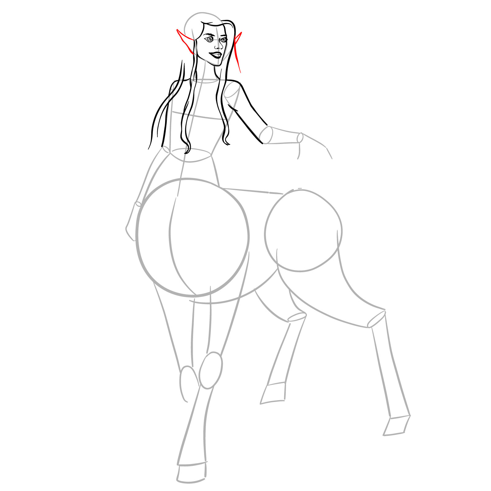 How to draw a Female Centaur - step 16