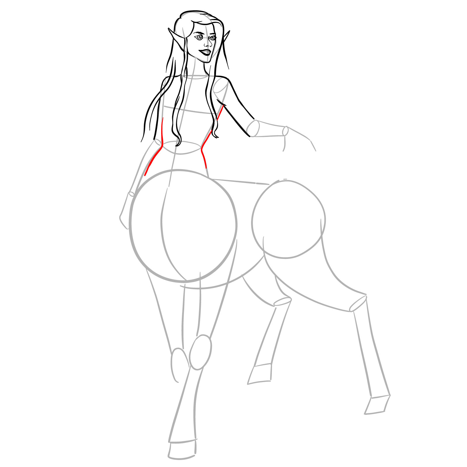 How to draw a Female Centaur - step 18