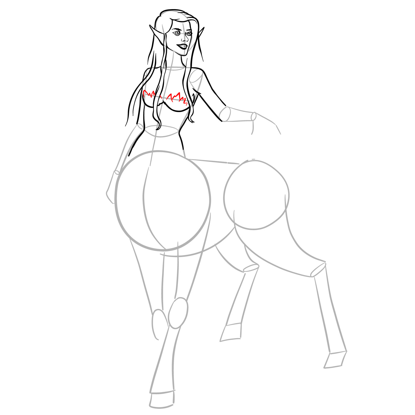 How to draw a Female Centaur - step 20