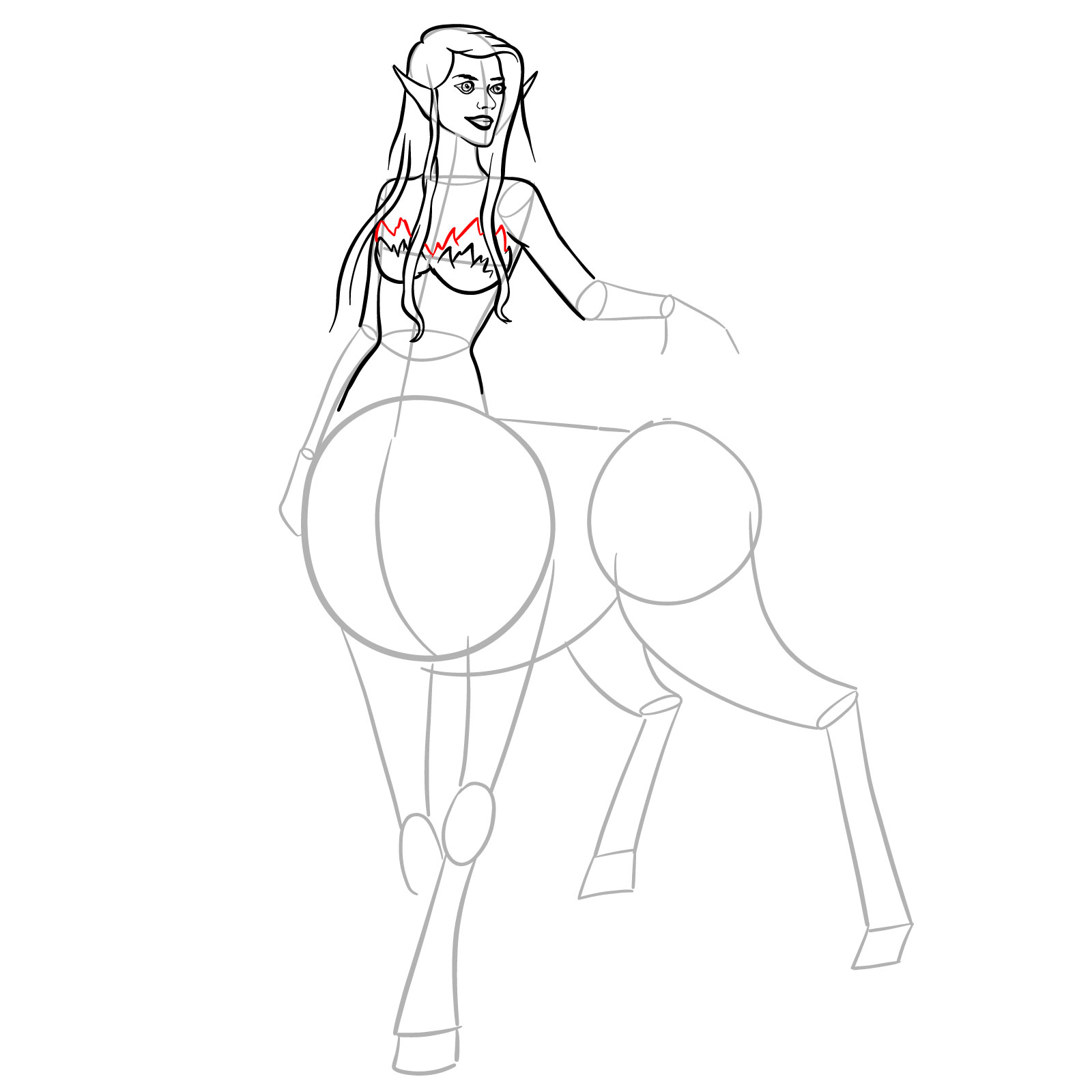 How to draw a Female Centaur - step 21