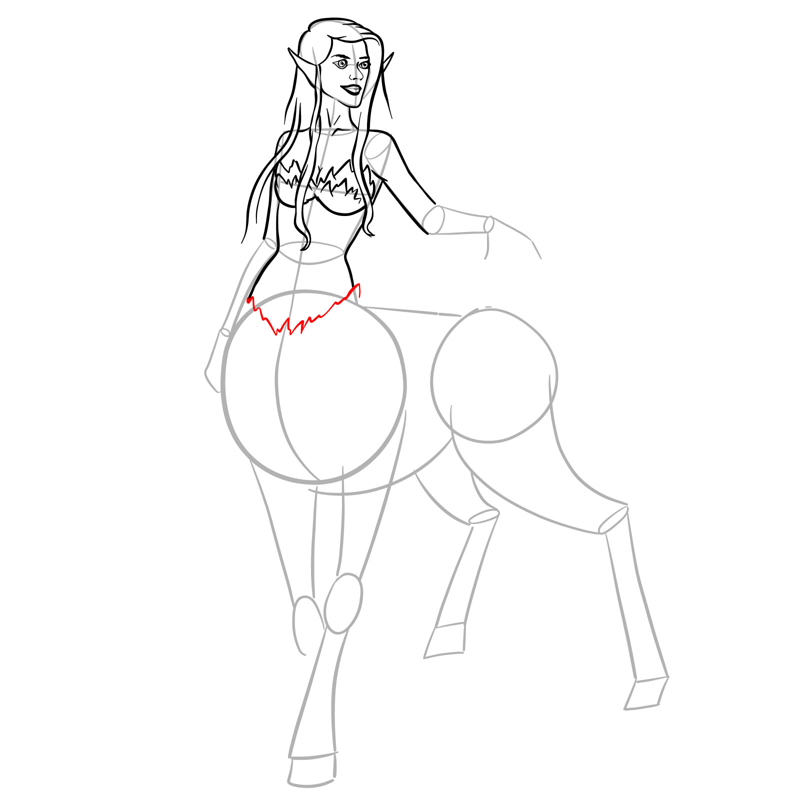 How to draw a Female Centaur - step 23