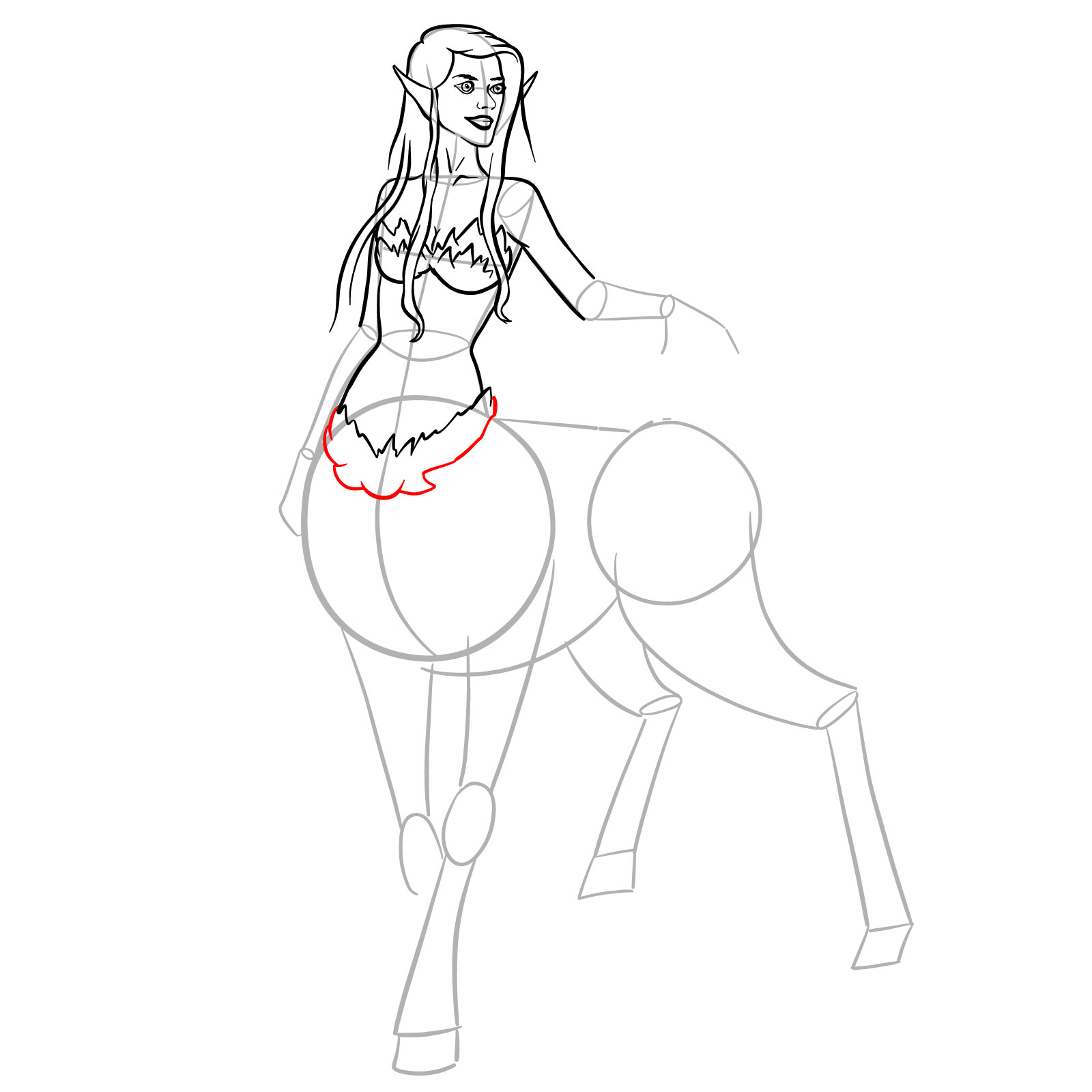 How to draw a Female Centaur - step 24