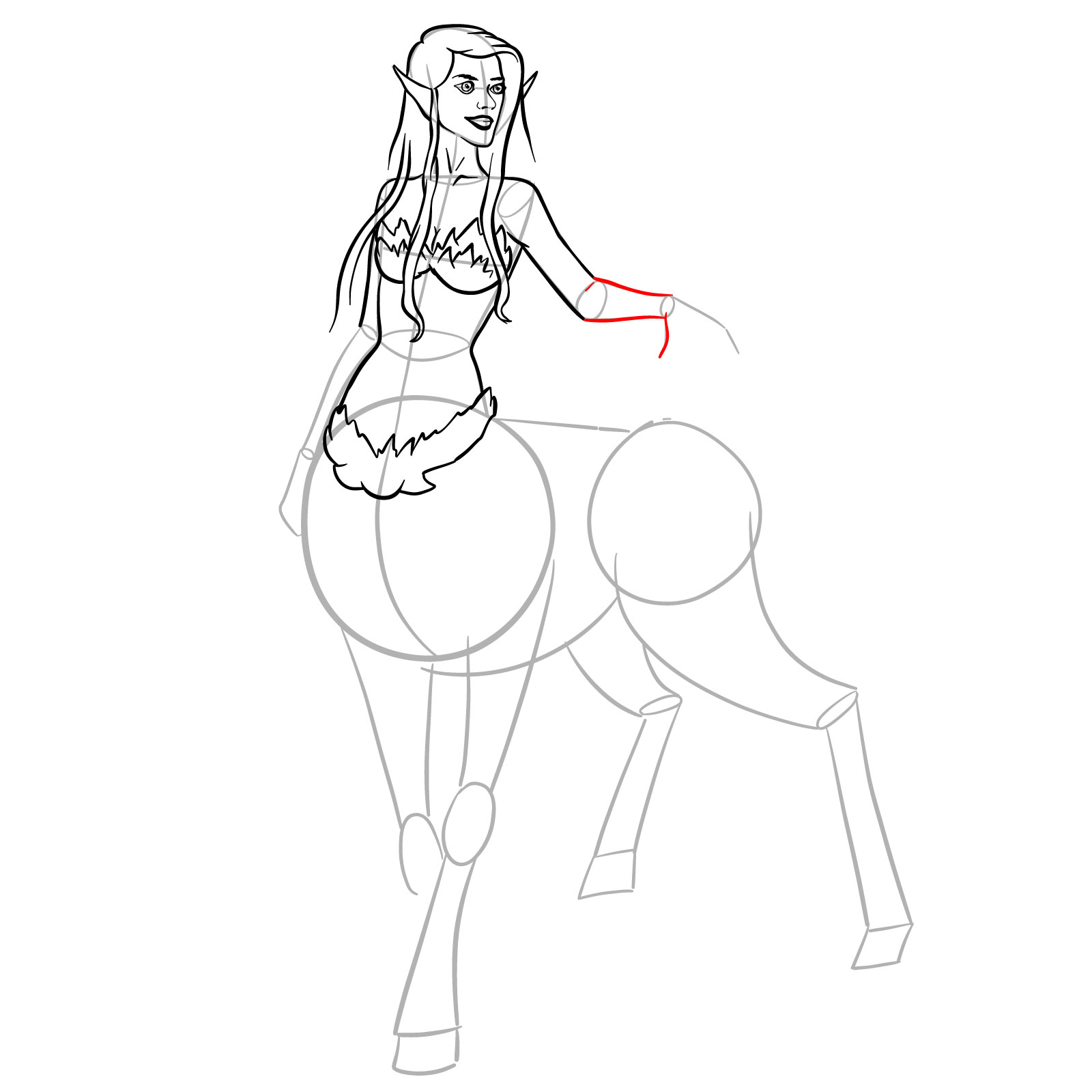 How to draw a Female Centaur - step 25
