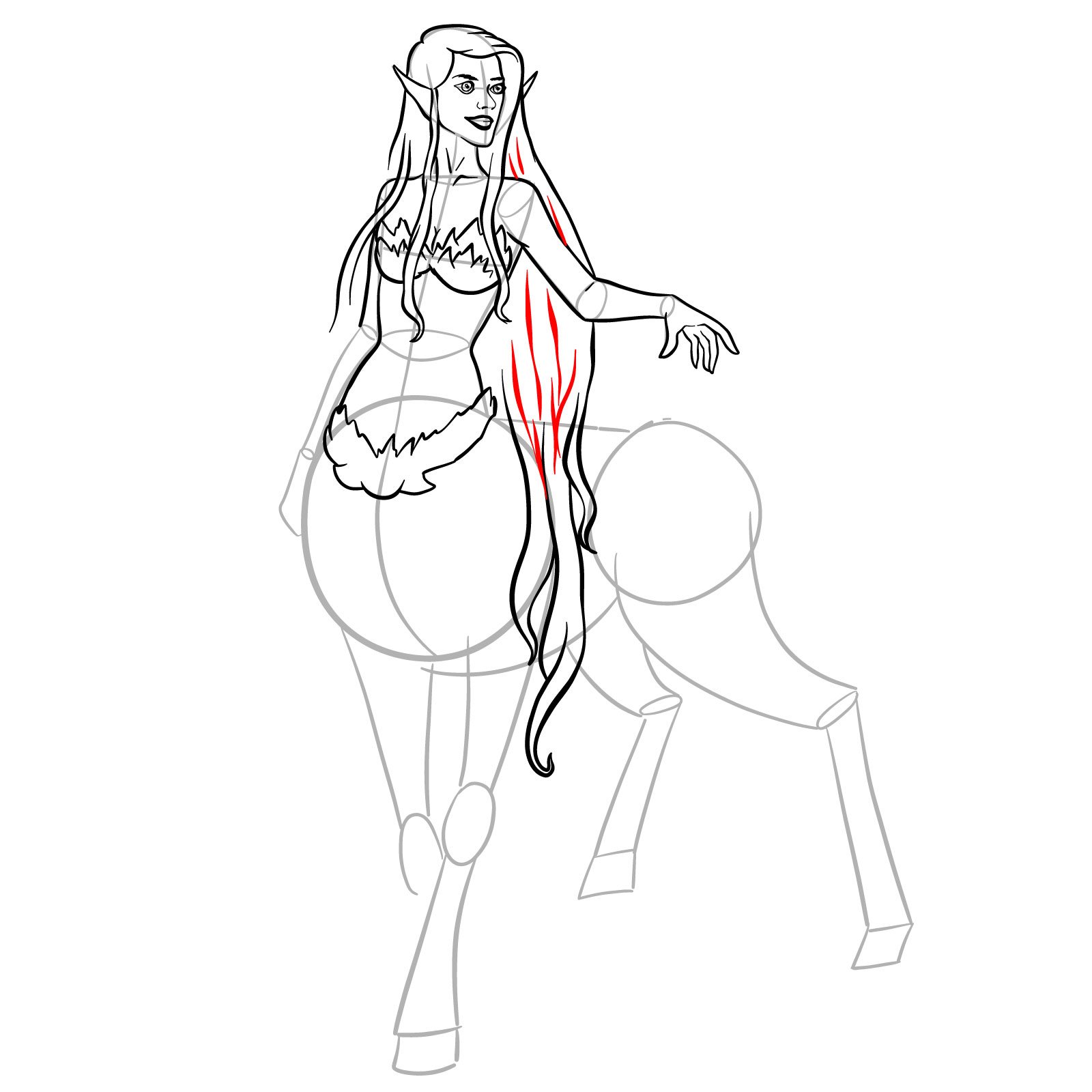How to draw a Female Centaur - step 31
