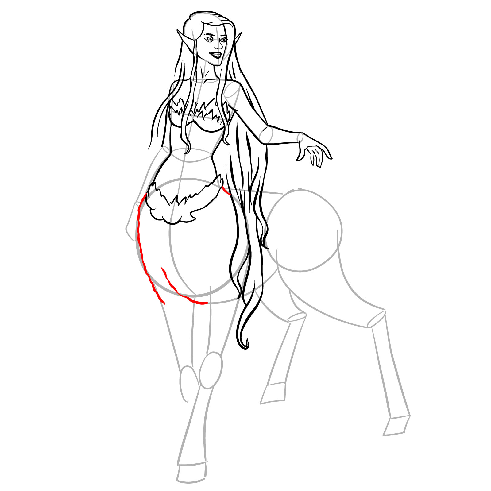 How to draw a Female Centaur - step 32