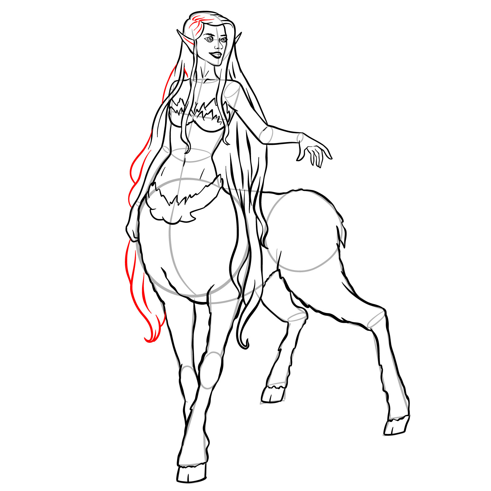 How to draw a Female Centaur - step 42
