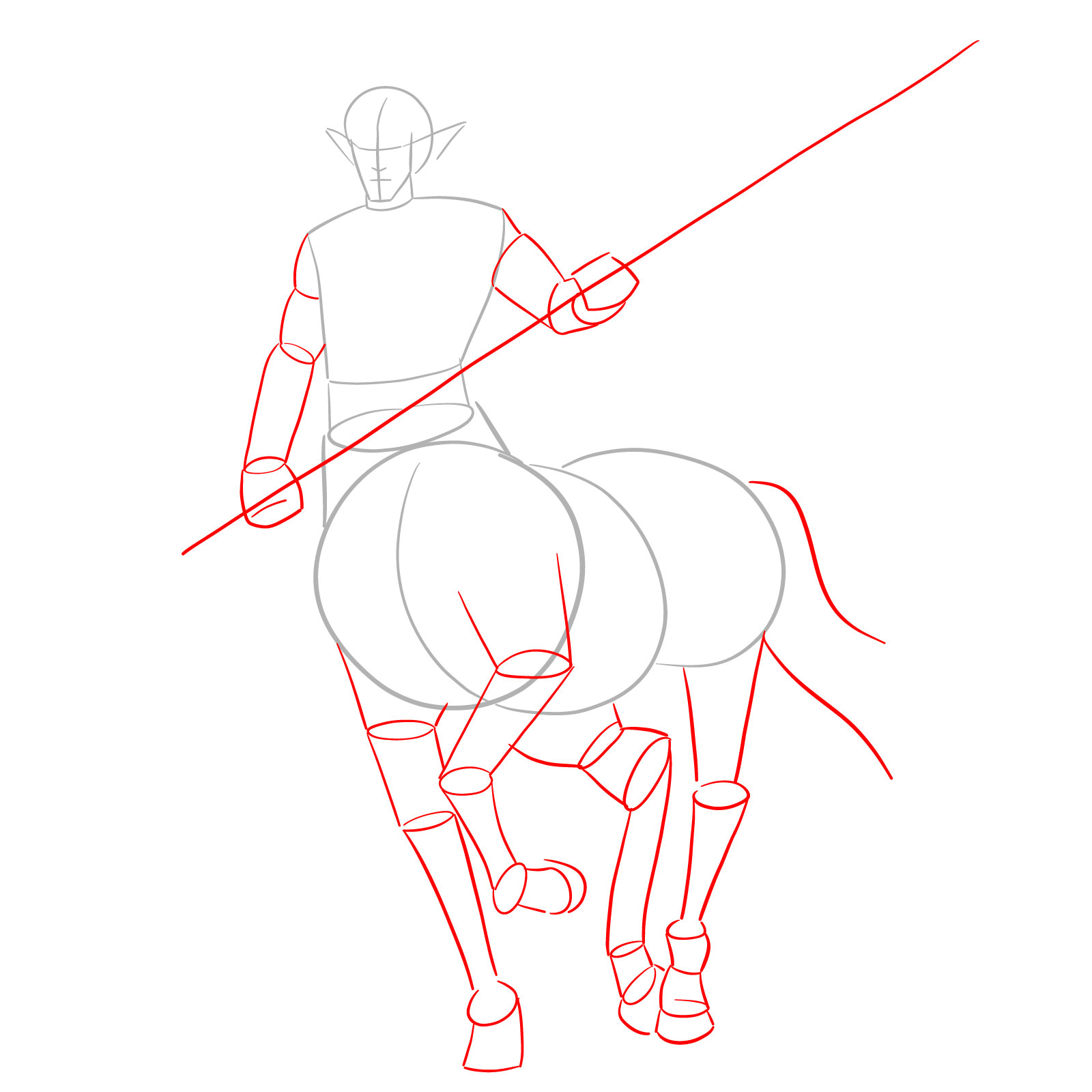 How to draw a Male Centaur - step 03
