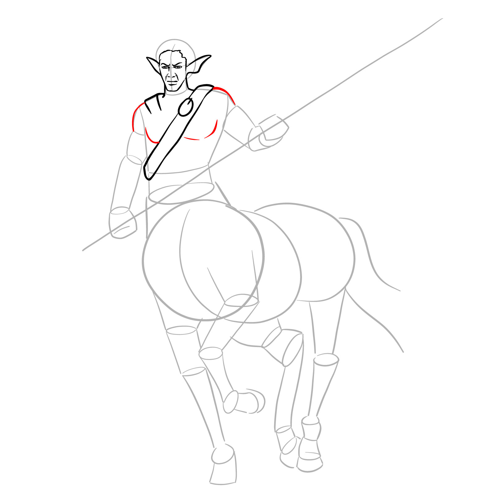 How to draw a Male Centaur - step 12