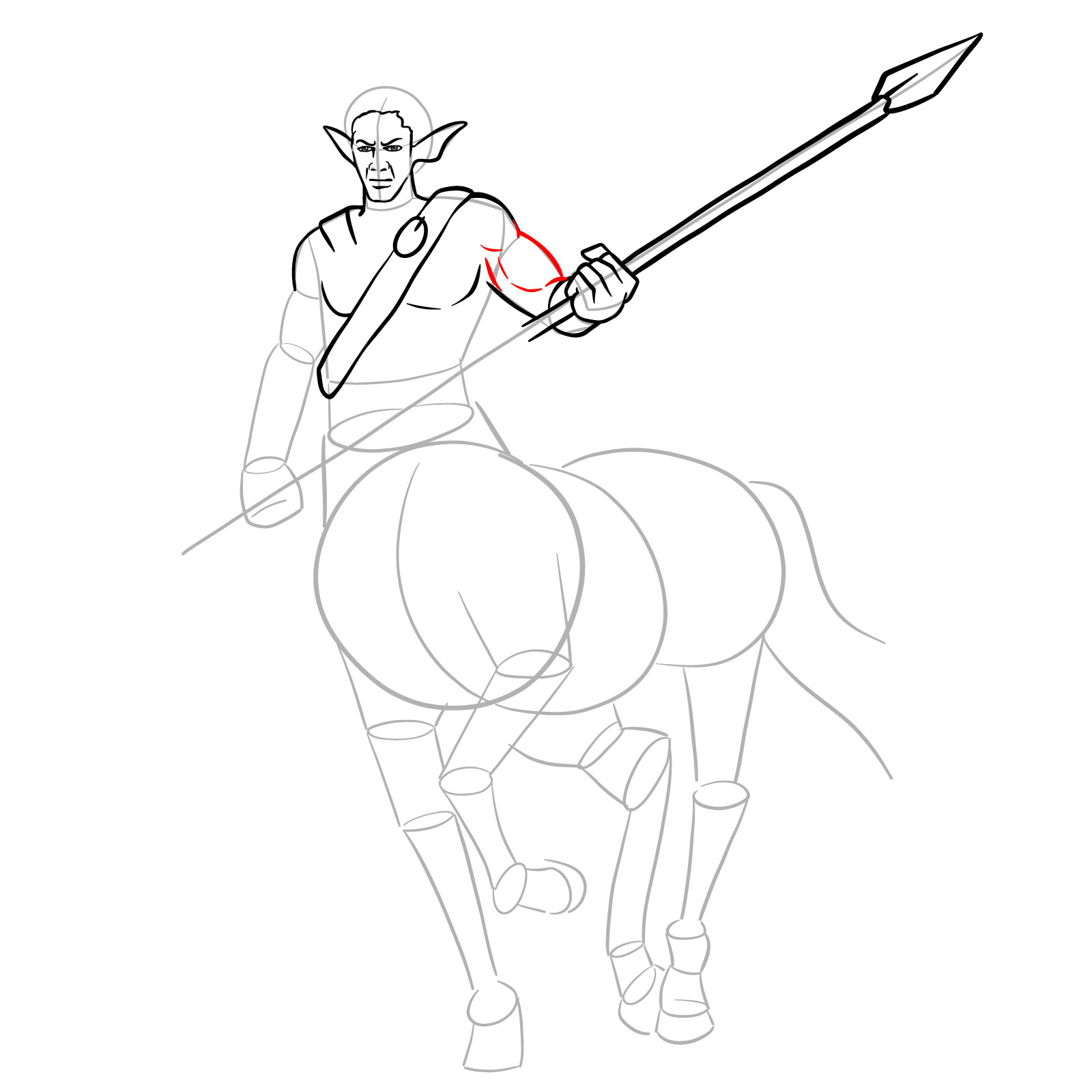 How to draw a Male Centaur - step 16