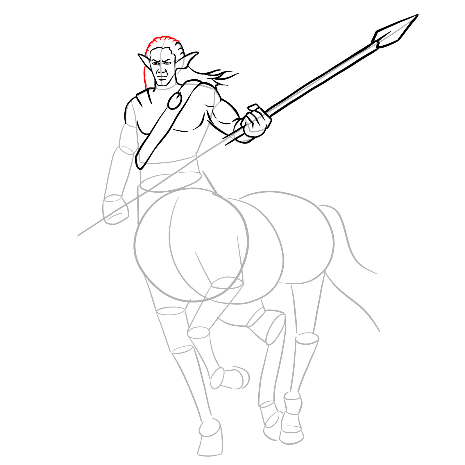 How to draw a Male Centaur - step 18