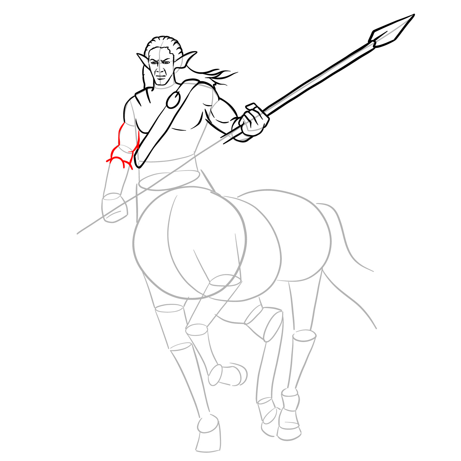 How to draw a Male Centaur - step 19