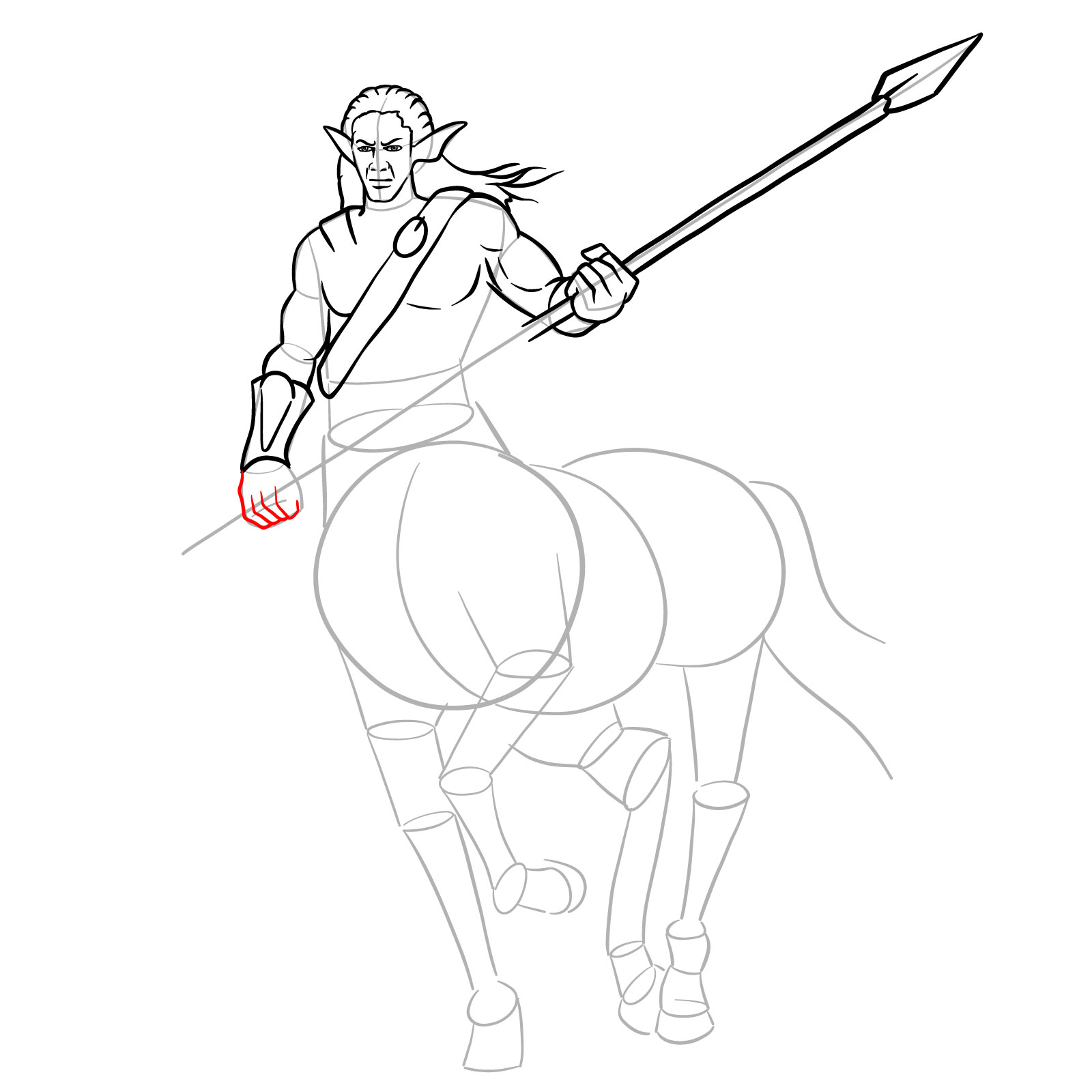 How to draw a Male Centaur - step 21