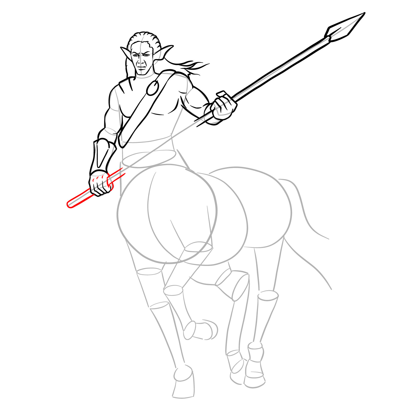 How to draw a Male Centaur - step 22